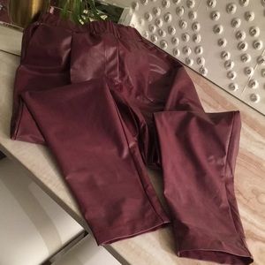 H&M Burgundy Polyester Pants